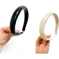 Patent Faux Leather Padded Headband - Shiny/Pleather Cream Black Beige 90's Blair Ariana Wrap Hair A | Etsy (US)