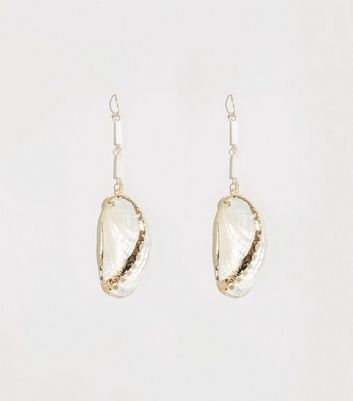 White Asymmetric Shell Drop Earrings | New Look | New Look (UK)