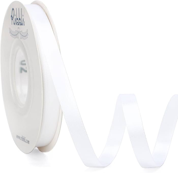 Ribbli Double Faced White Satin Ribbon,3/8” x Continuous 25 Yards,Fabric Ribbon use for Bows Bo... | Amazon (US)
