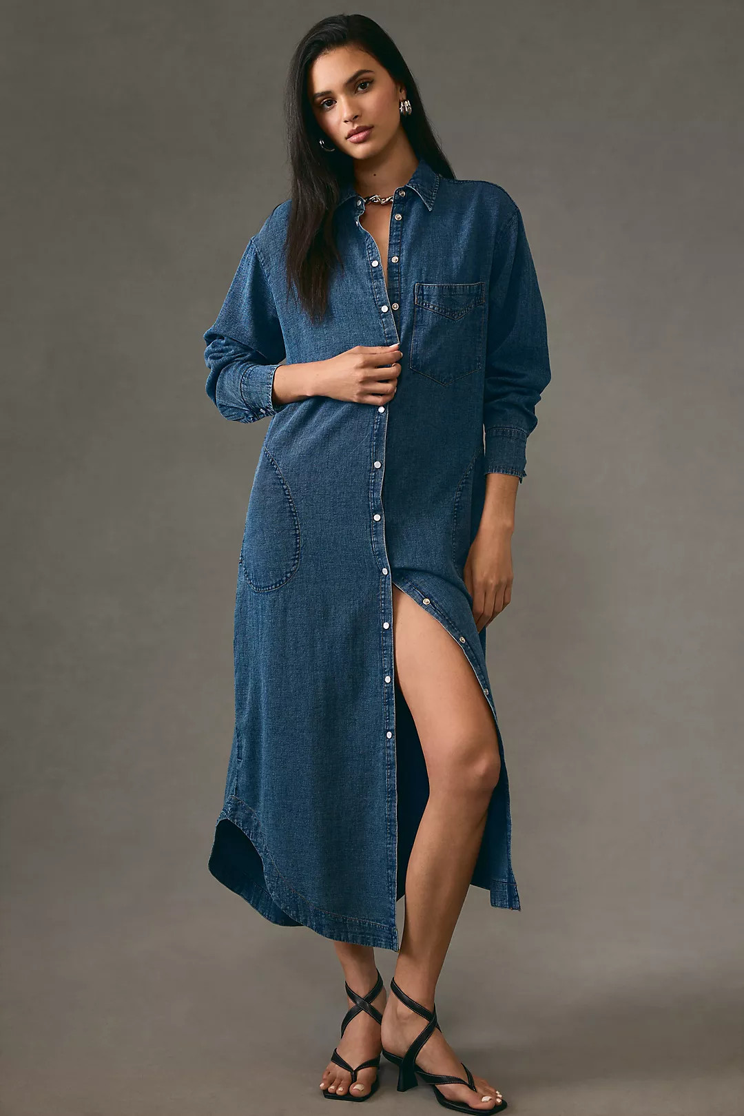 Pilcro Denim Long-Sleeve Buttondown Dress | Anthropologie (US)