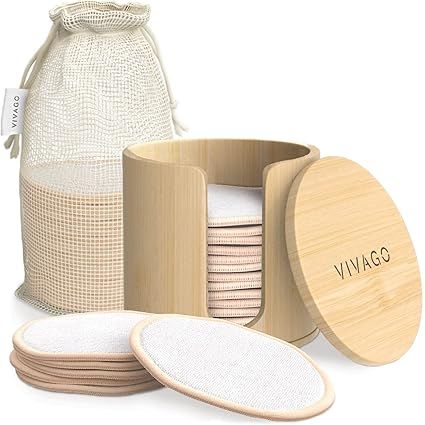 VIVAGO Reusable Makeup Remover Pads - (20pk) Soft Reusable Cotton Rounds for Face with Washable D... | Amazon (US)