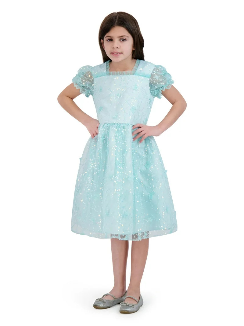 Kensie Girl Butterfly Puff Sleeve Special Occasion Dress, Sizes 4-16 | Walmart (US)