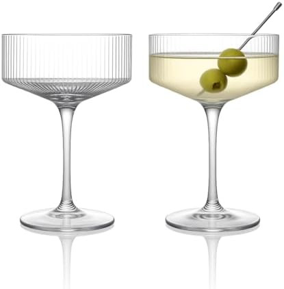 LEMONSODA Clear & Ribbed Martini Coupe Glasses - Classic Barware for Espresso Martini, Manhattan,... | Amazon (US)