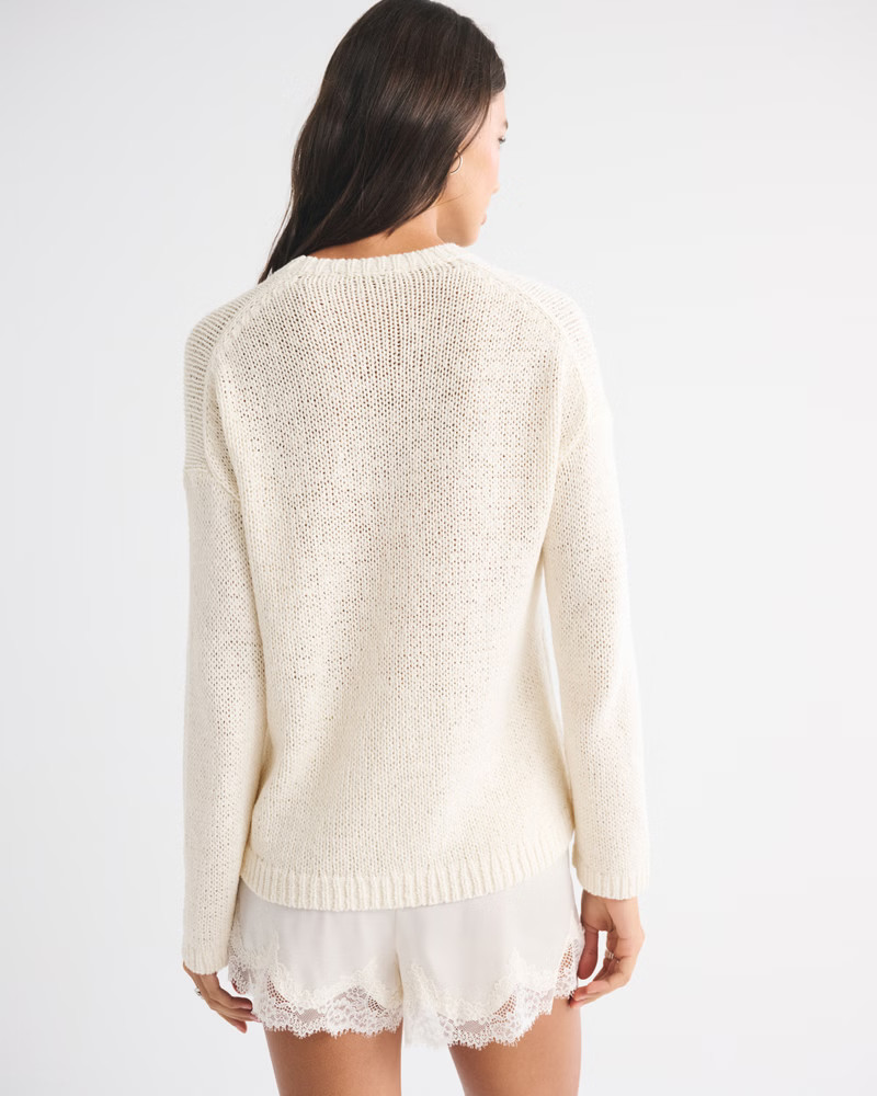 Women's Open-Stitch Textural Crew Sweater | Women's Tops | Abercrombie.com | Abercrombie & Fitch (US)