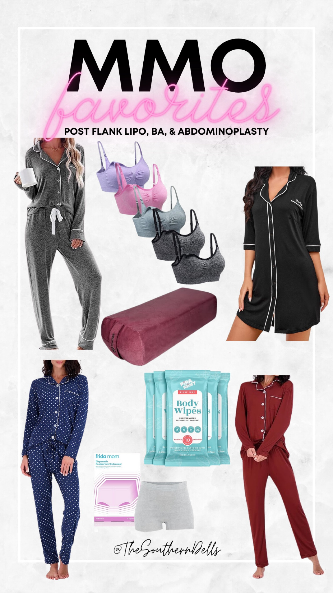 My favorite post-op mommy makeover items! Some postpartum items in there seem kinda odd BUT the nursing bras are so comfy & very similar to the bra they give you in the hospital after having a BA. Purchased some mesh underwear to prevent irritation of my abdominoplasty. The yoga bolster has really been helping me work on straightening my spine when I sit so I don’t sit hunched over still. Bonus - the grey pajamas have pockets in the bottoms! 🙌🏼😃 If you have a drain post-op, it fits perfectly in the shirt pocket too ♥️

#LTKfindsunder50 #LTKbaby #LTKstyletip