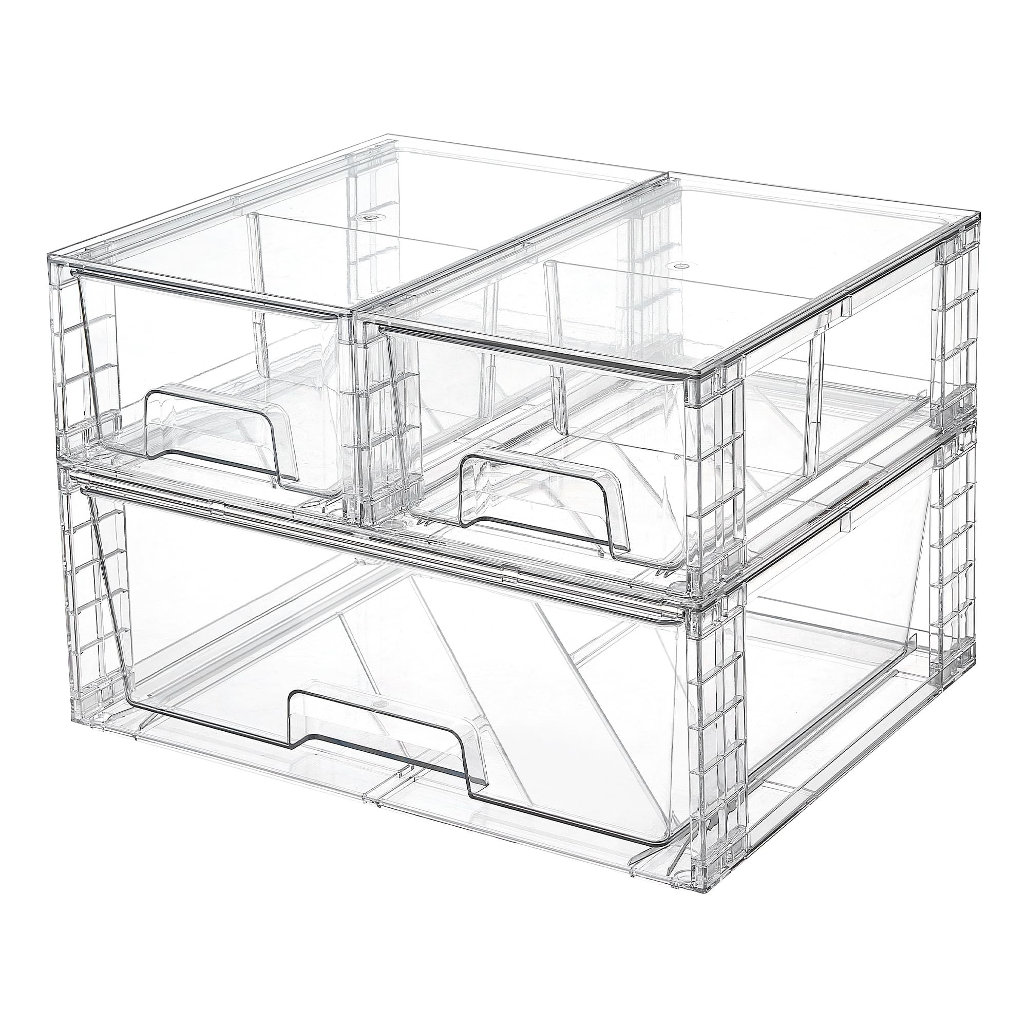 Vtopmart 3 Pack Stackable Storage Drawers, Easily Assemble Acrylic Bathroom Undersink Organizers,... | Amazon (US)
