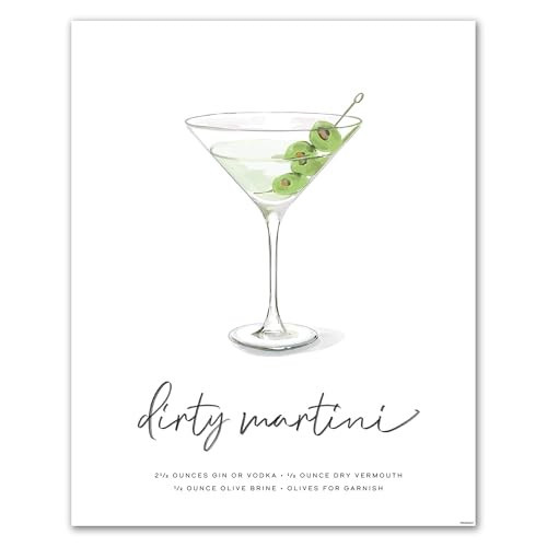 Dirty Martini Wall Art | 8x10 Unframed Vodka Gin Cocktail Print & Poster | Olive Brine Recipe for Home Bar, Kitchen, Dining Room | Bar Cart & Lounge Decor | Mod Day Art | Amazon (US)