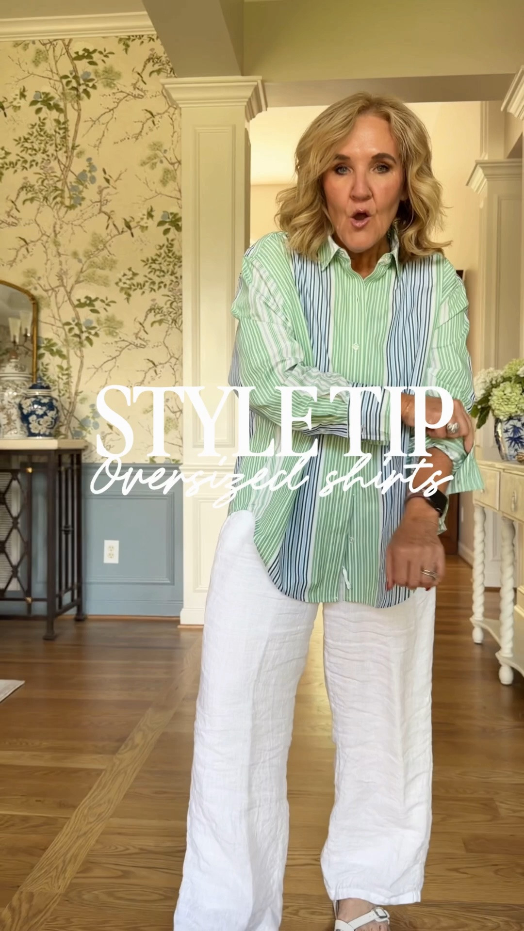 Blouse size medium size down if you don’t want oversized 
Linen pants medium 

Hot summer outfit pants for summer white pants striped blouse

#LTKSaleAlert #LTKOver40 #LTKootd