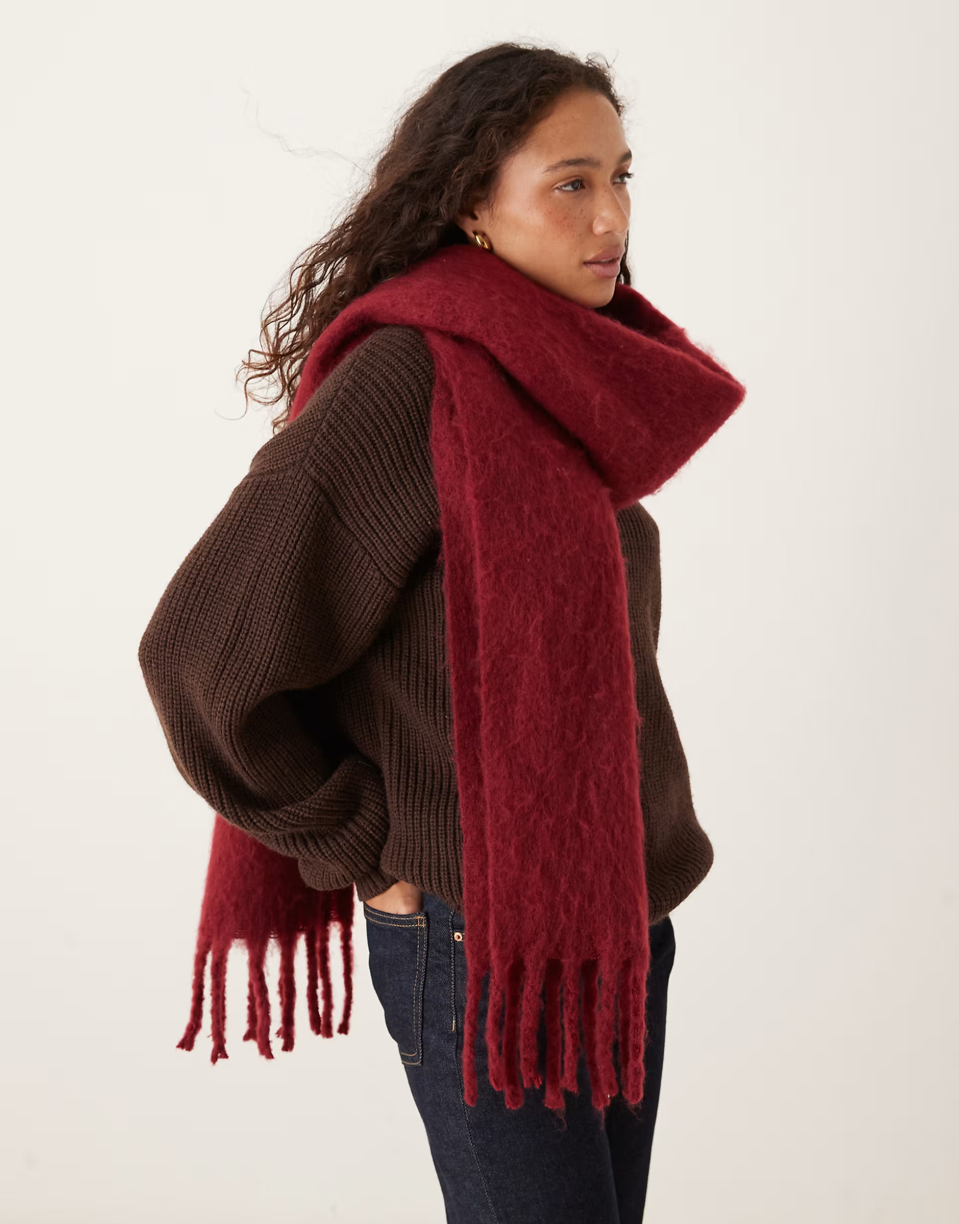 JJXX wool scarf in burgundy | ASOS | ASOS (Global)