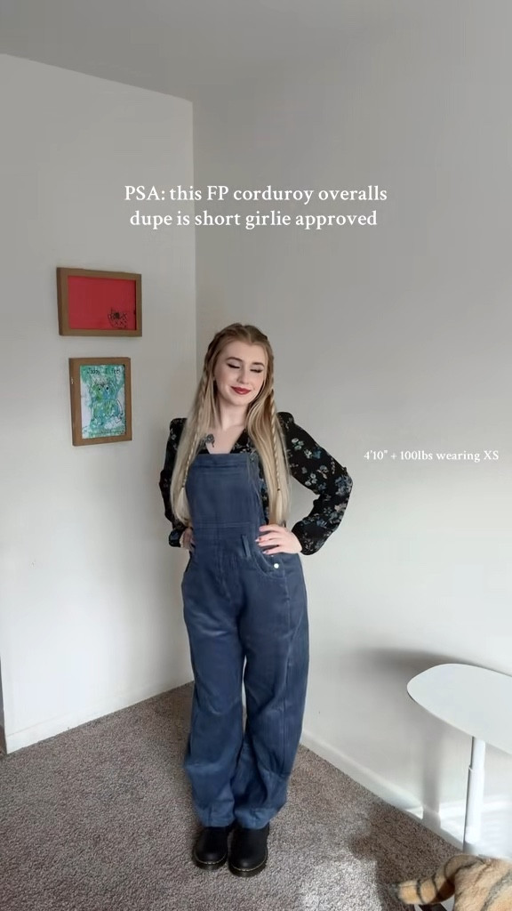 these free people corduroy barrel overalls dupe is short girlie approved! i’m 4’10 wearing an XS and love the fit. they are loose but don’t drown me! 

i’m going to be getting them in every color now bc it’s not often that i can find overalls that fit my height hahah

#LTKootd #LTKFindsUnder50 #LTKPetite