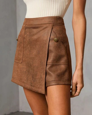 Beacon Hill Suede Mini Skort Brown / M | VICI