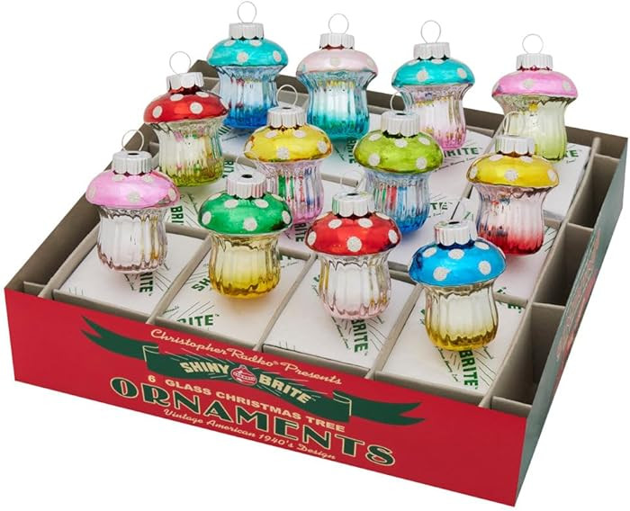 Shiny Brite Chritsmas Confetti 12 Count 1.75" Mushrooms | Amazon (US)