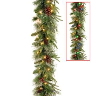 9' x 10" Pre-lit Feel Real® Artificial Christmas Colonial Garland with 15 Pine Cones, 15 Red Ber... | Michaels Stores