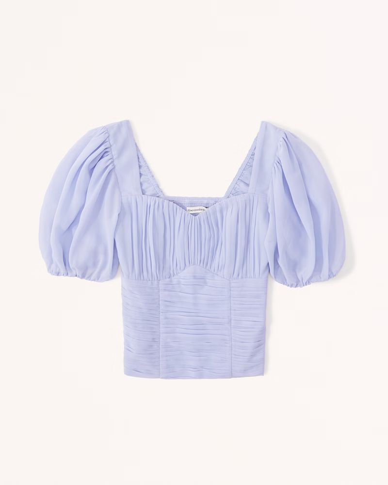 Ruched Puff Sleeve Sweetheart Top | Abercrombie & Fitch (US)