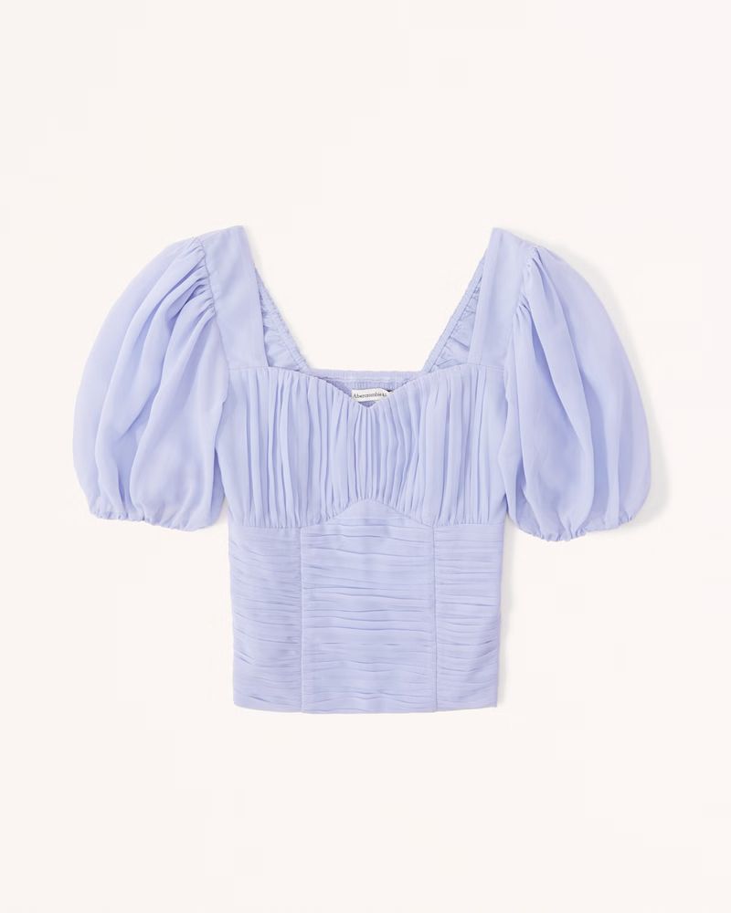 Ruched Puff Sleeve Sweetheart Top | Abercrombie & Fitch (US)