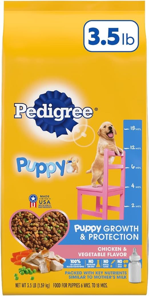 PEDIGREE Puppy Growth & Protection Dry Dog Food Chicken & Vegetable Flavor Dog Kibble, 3.5 lb. Ba... | Amazon (US)
