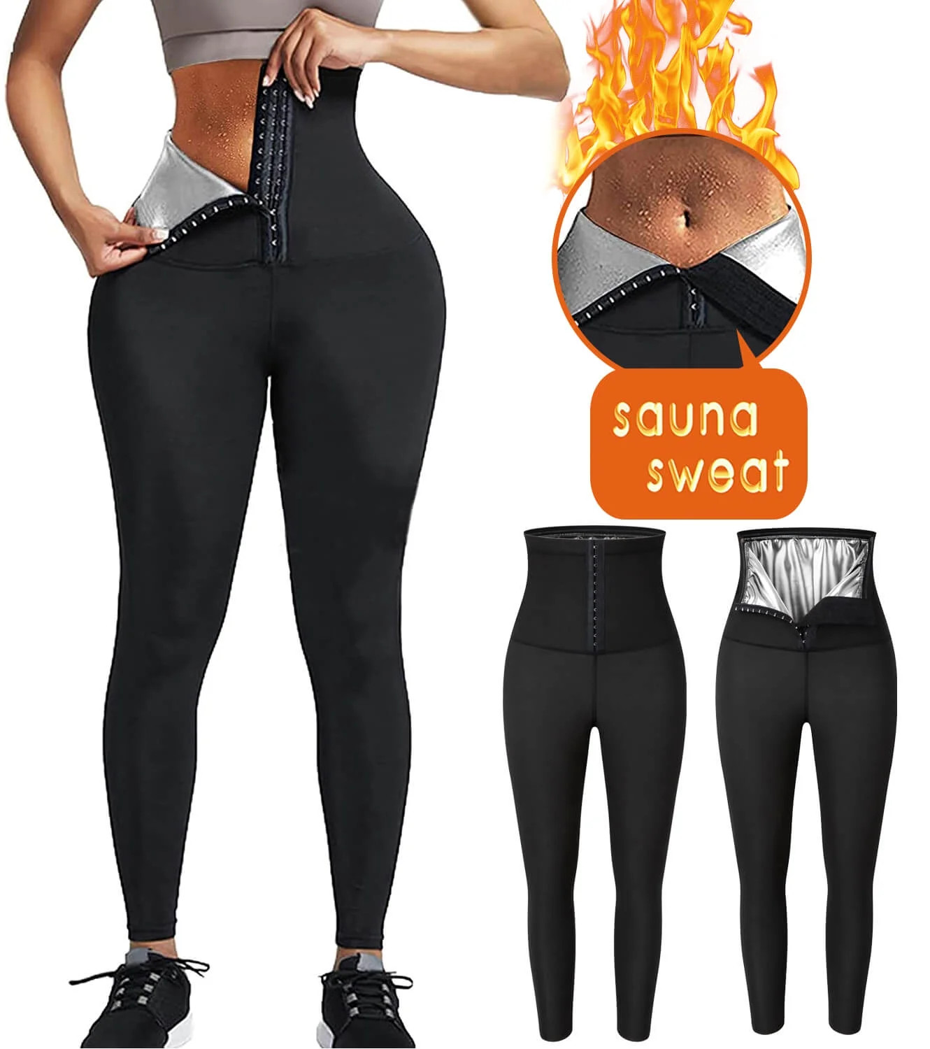 Vaslanda Thermo Sauna Sweat Pants for Women High Waisted Neoprene Corset Leggings Workout Waist T... | Walmart (US)