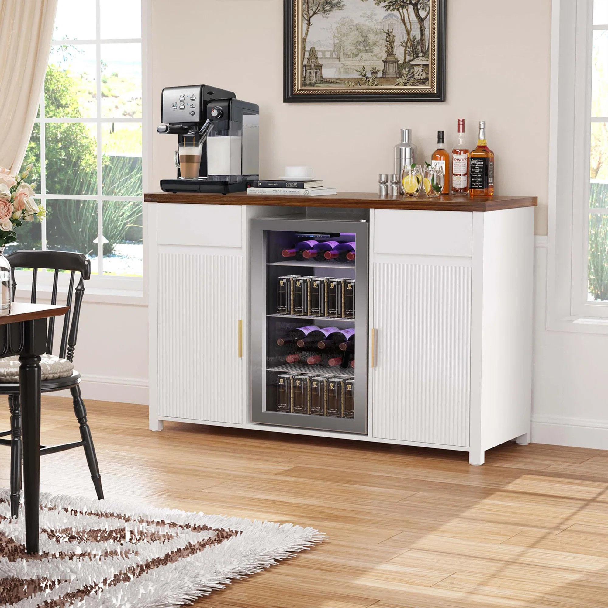 Large Coffee Bar Cabinet with Fridge Space, Mini Fridge Cabinet with Wine Storage, Buffet Sideboa... | Wayfair North America