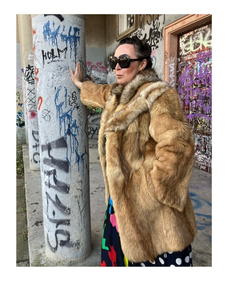 Iconic Vintage 80s Fox Fur Coat Oversized Y2K Berlin Coat Designer Fur 90S Leather Jacket Opium S... | Etsy (US)