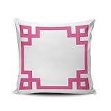 Hoooottle Custom Pretty Cute White Hot Pink Greek Key Euro Square Pillowcase Zippered One Side Print | Amazon (US)