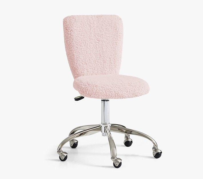 Square Upholstered Desk Chair, Brushed Nickel Base | Pottery Barn Kids