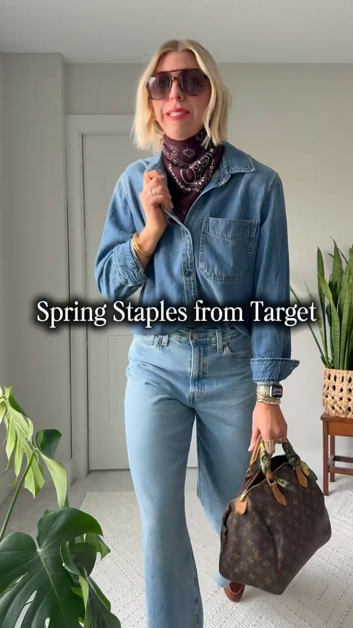 I found a perfect denim shirt from target   ￼

#LTKootd #LTKSeasonal #LTKmomlife