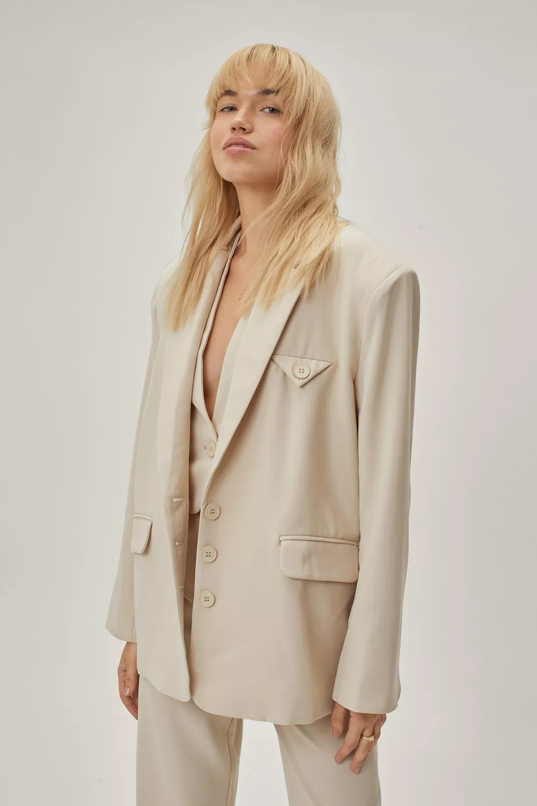 Oversized Flap Pocket Double Breasted Blazer | Nasty Gal (US)