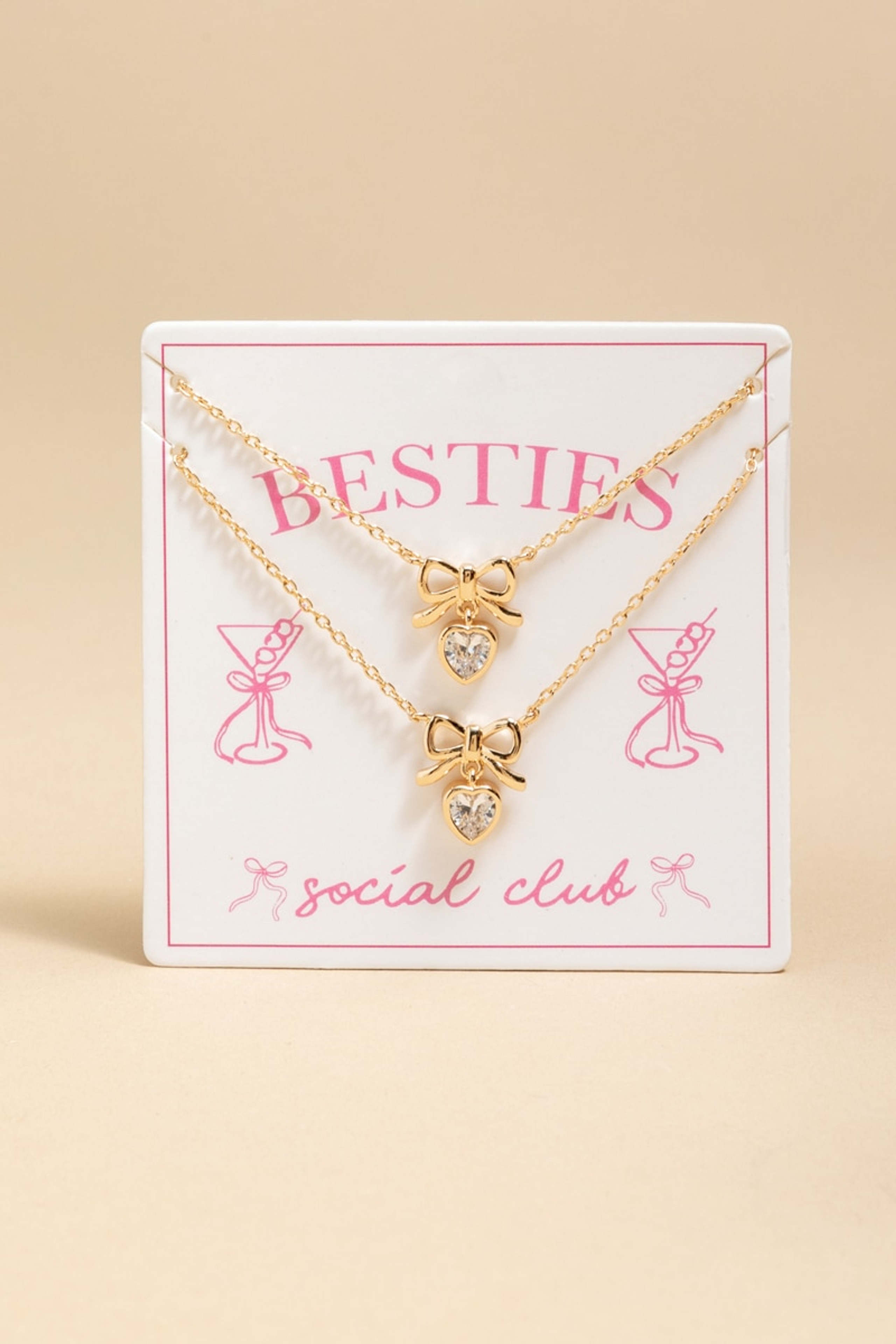 Besties Social Club Double Pendant Carded Necklace | Francesca's