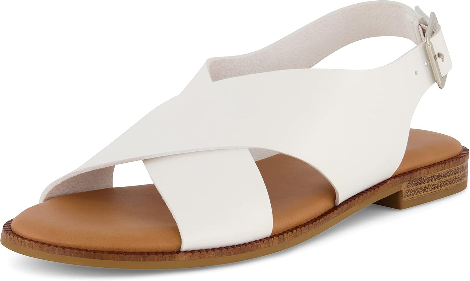 CUSHIONAIRE Women's Lake cross band sandal +Memory Foam | Amazon (US)