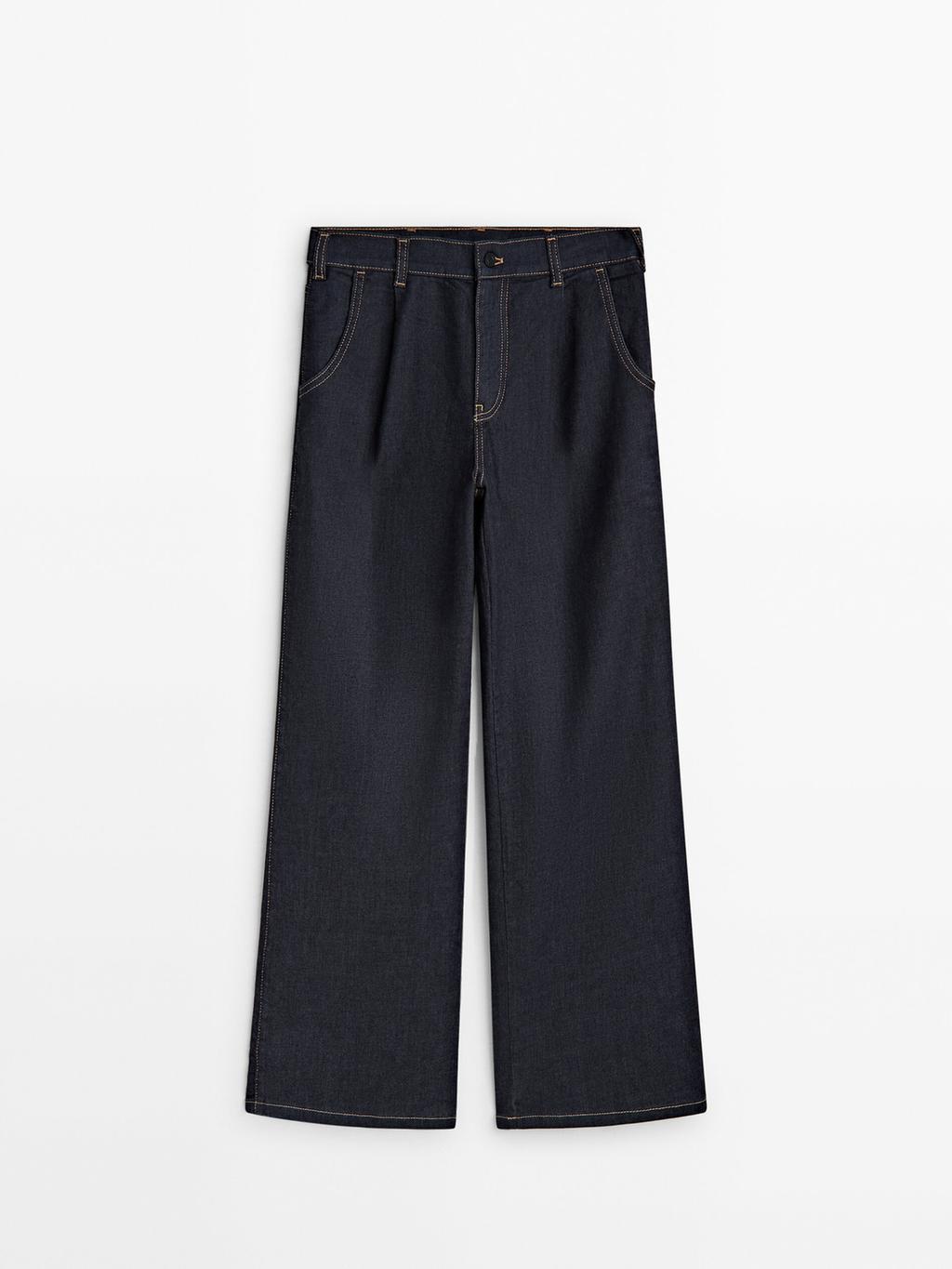 Mid-rise wide-leg jeans with darts | Massimo Dutti UK