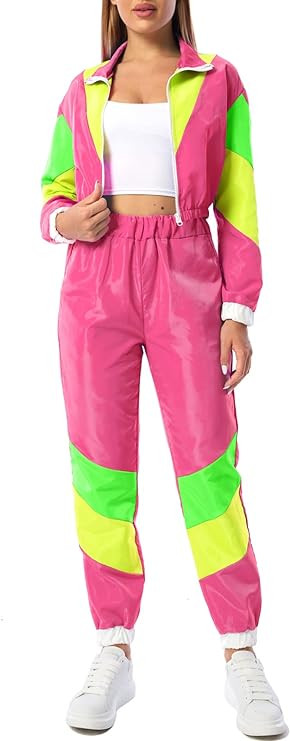 Yisfri Womens Color Block 2 Piece Windbreaker Outfits Long Sleeve Zip Front Crop Top Tracksuit Se... | Amazon (US)