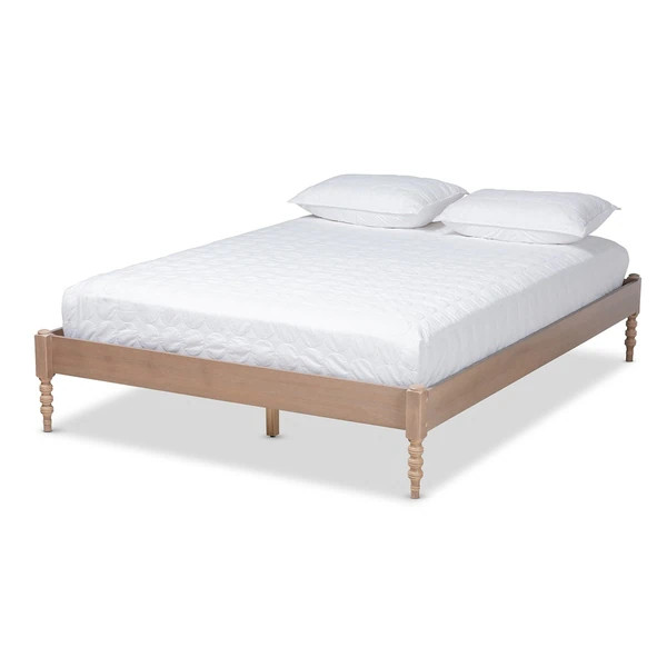 Cielle French Bohemian Wood Platform Bed Frame - Full - Antique oak | Bed Bath & Beyond
