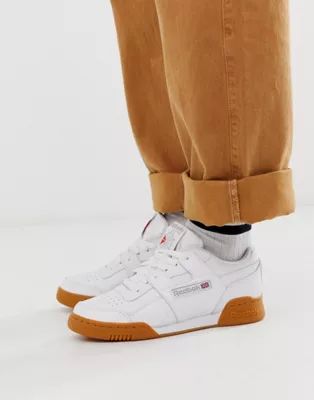 Reebok workout plus sneakers in white with gum sole | ASOS (Global)