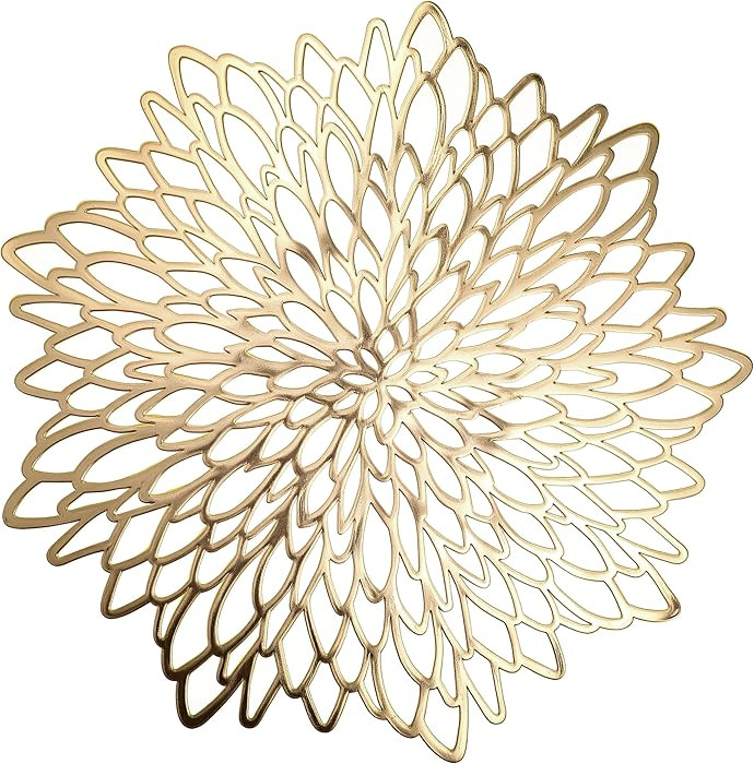 Set of 12 Round Placemats Gold, Heat-Resistant PVC Table Mats with Luxury Metallic Glossy Finish ... | Amazon (US)