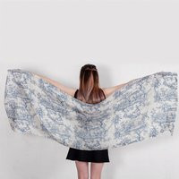 Toile Linen Scarf, Elegant Artistry For Timeless Style, Toile De Jouy | Etsy (US)