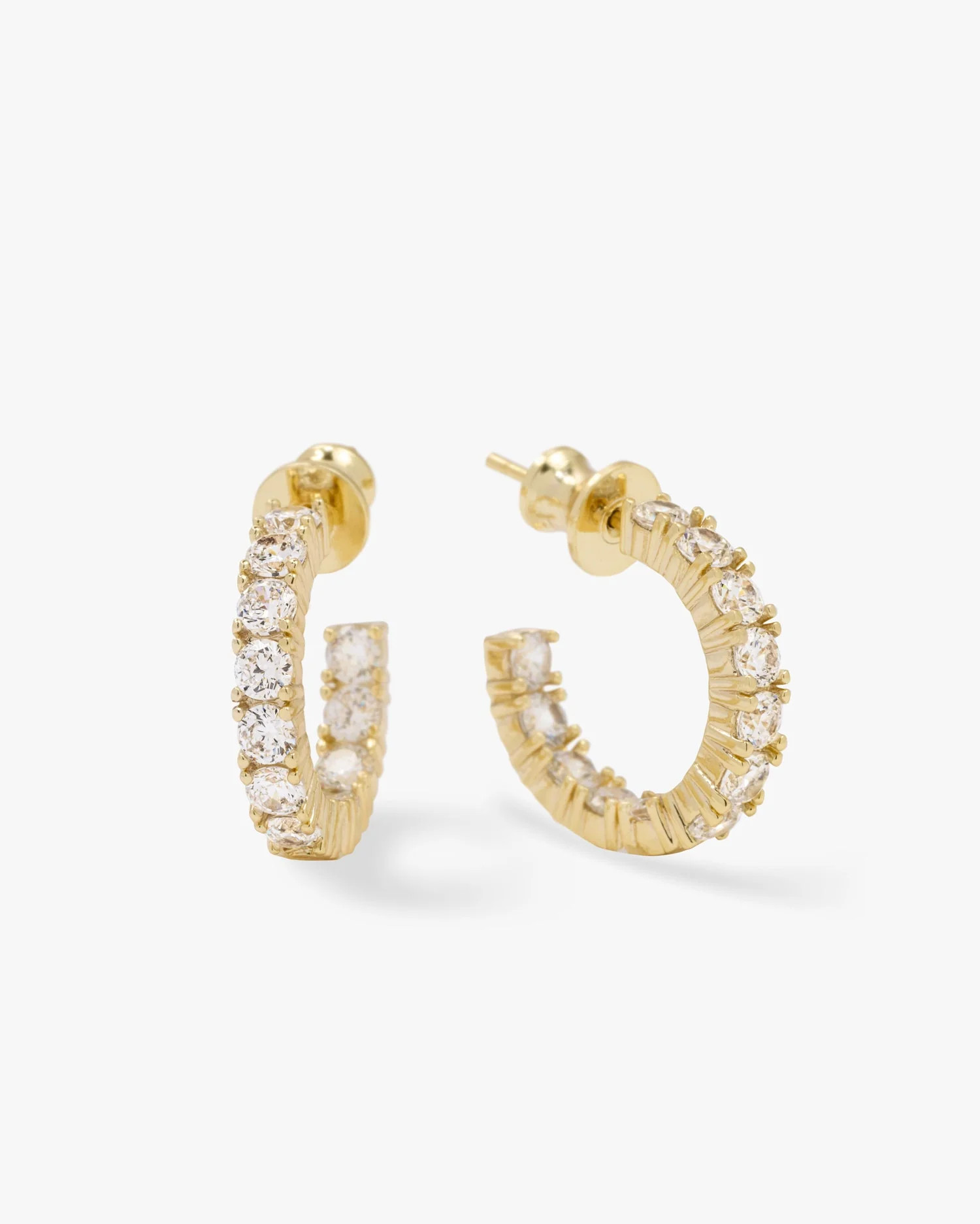 "She's a Classic" Hoops .75" - Gold|White Diamondettes | Melinda Maria