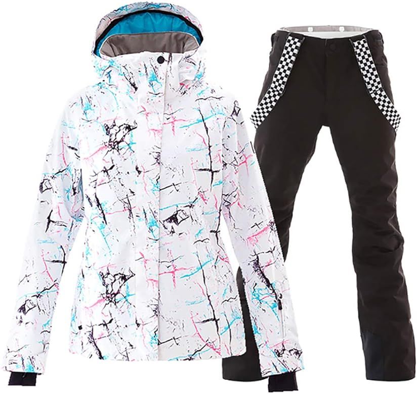 MOUS ONE Women's Waterproof Ski Jacket Colorful Snowboard Jacket and Bib Pant Suit | Amazon (US)