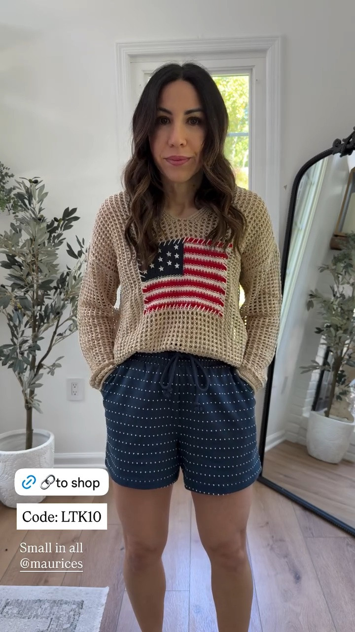 Code: LTK10. Small flag sweater. Small shorts. Maurice’s, Maurices

#LTKOver40 #LTKSaleAlert