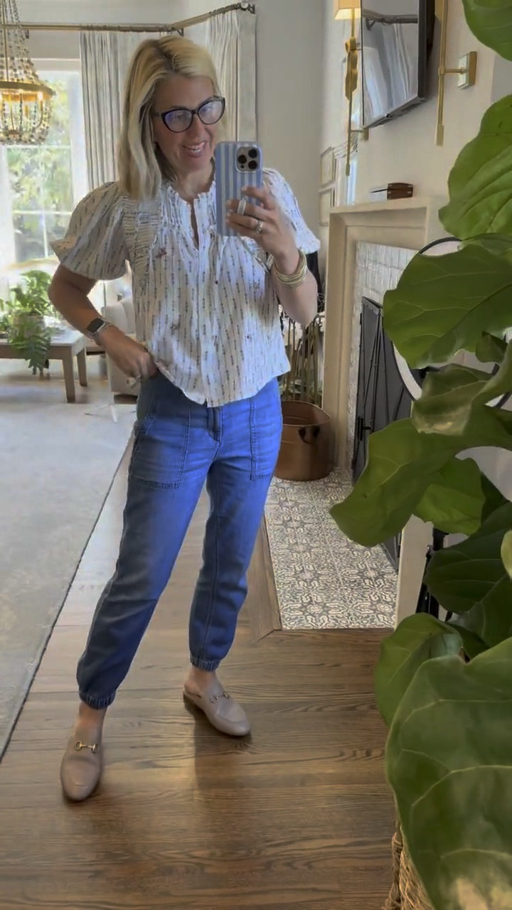 This blouse is fabulous and truly looks designer!! I’m wearing xs in top, 2 Jean joggers and 8 shoe tts. I wear a 26P in the Galway jeans. 

*use Catherine20 at A+B
*use mixandmatchmadness at Loopy

#LTKmomlife #LTKPetite #LTKdayinmylife