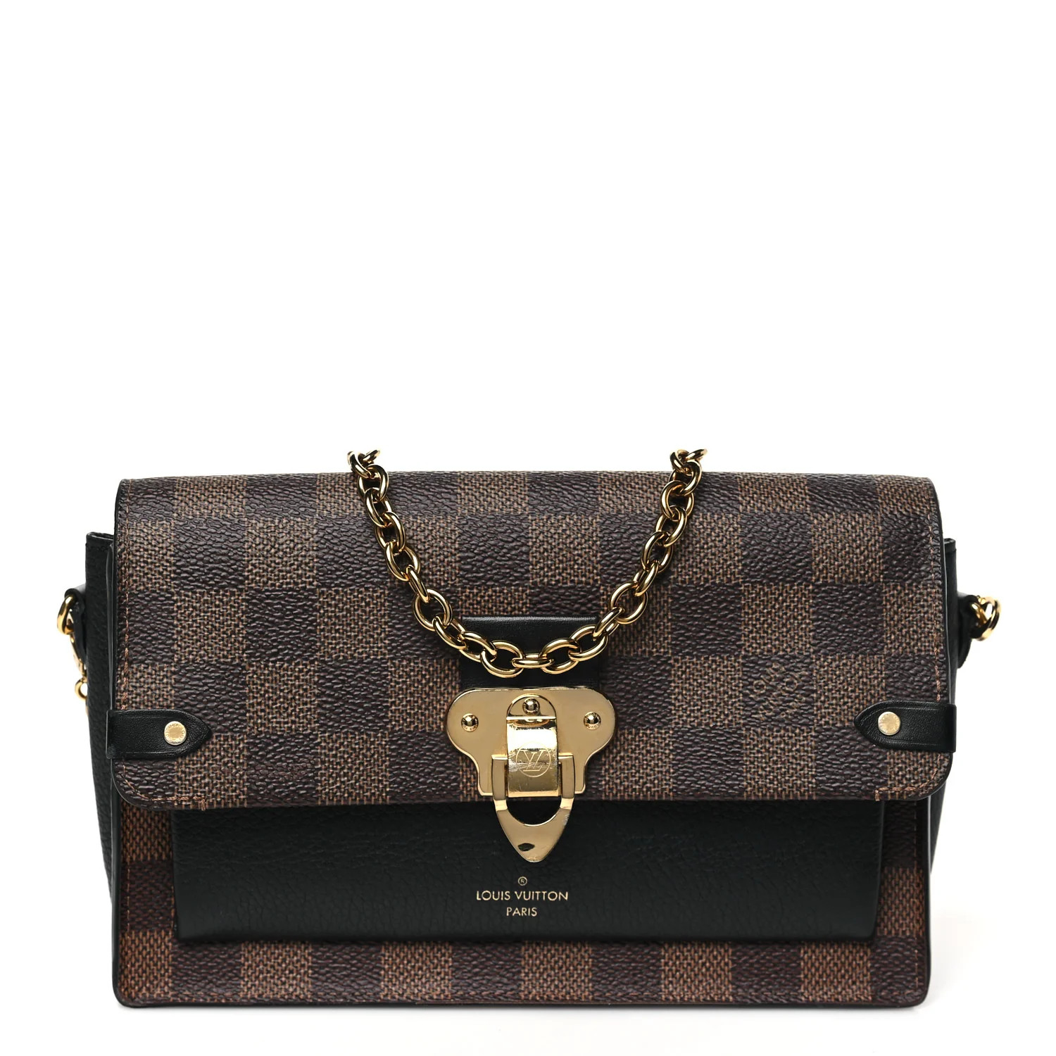 Damier Ebene Vavin Chain Wallet Black | FASHIONPHILE (US)