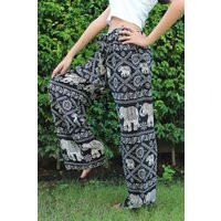 Womens Palazzo Pants Wide Leg Women Boho Yoga Black Elephant | Etsy (US)