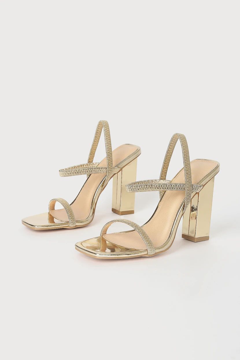 Lydia Gold Patent Strappy High Heel Sandals | Lulus (US)