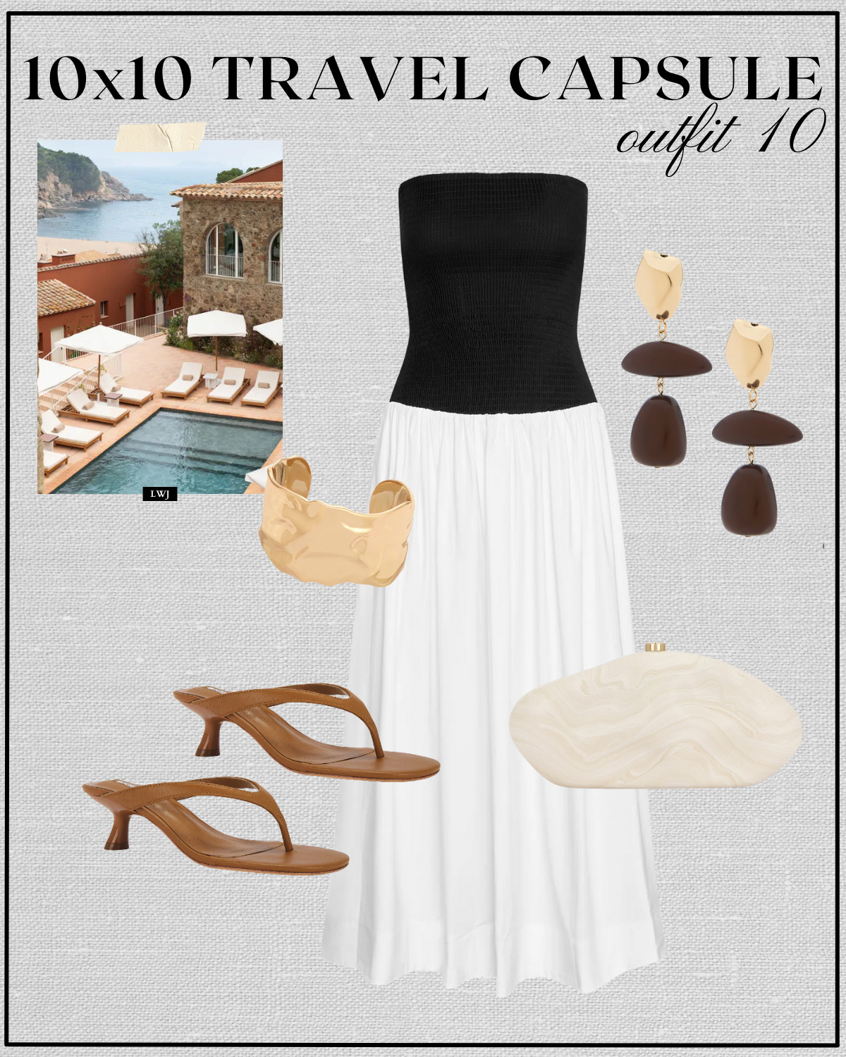 beach getaway outfit inspo

black and white midi dress / spring & summer dress / dressy outfit / cognac brown heeled sandals / pearl clutch / gold wrist cuff / elevated style / minimal style  

 

#LTKTravel
