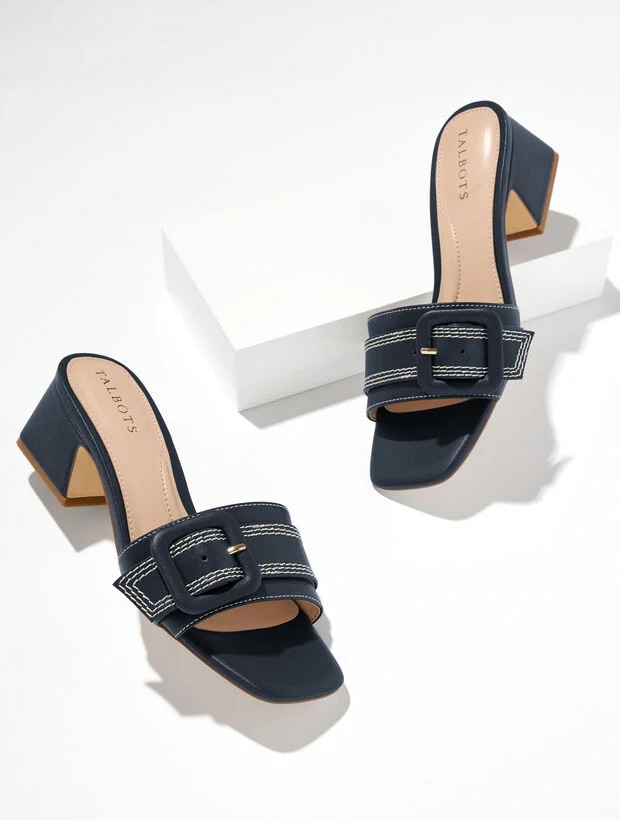 Kathryn Buckle Vachetta Block Heel Sandals | Talbots