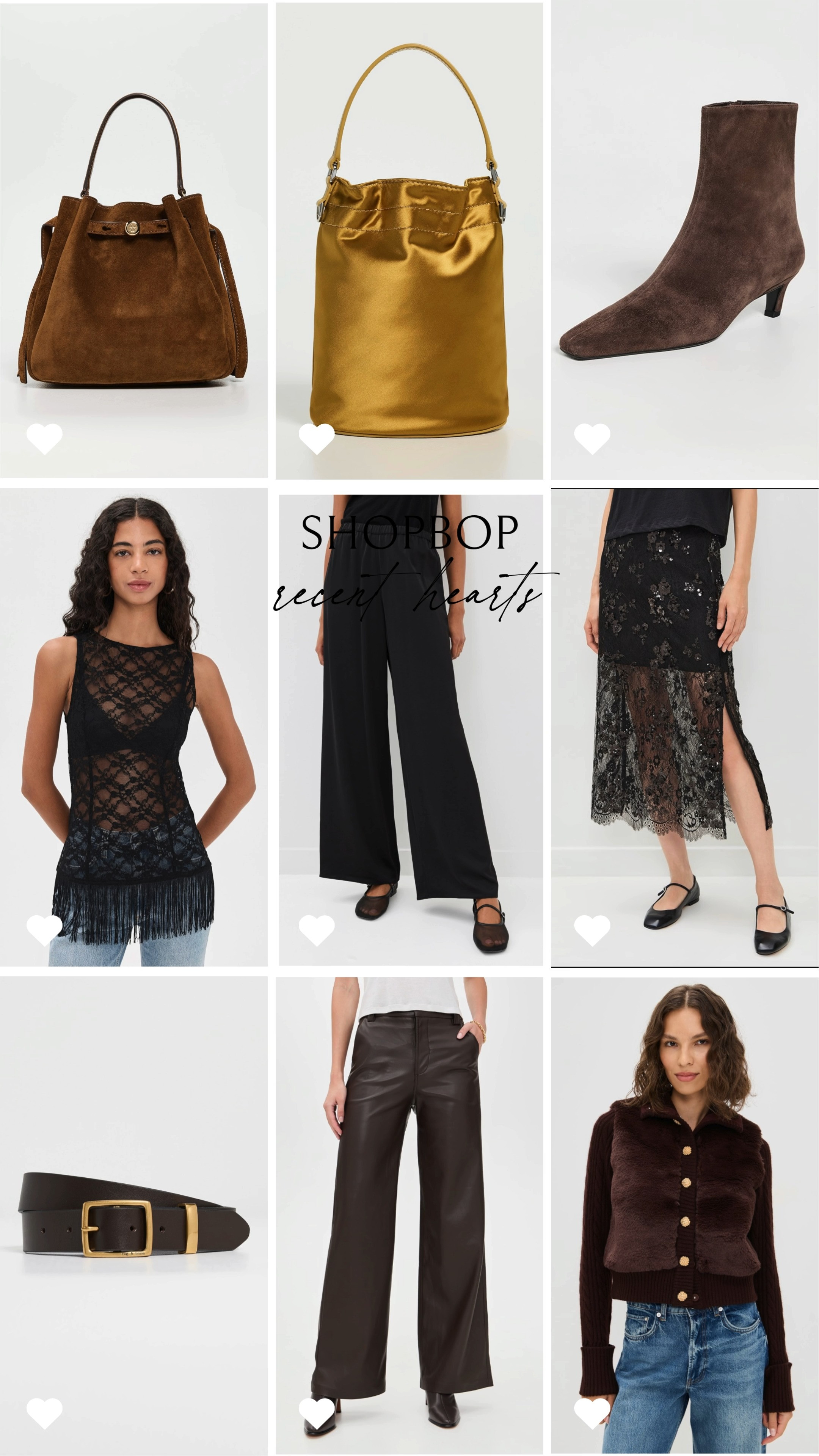 Latest Shopbop hearts ✨ A mix of classic fall styles and festive statements!

shopbop, tory burch, holiday bag, brown suede bag, brown booties, holiday top, festive top, black silk pants, brown leather pants, winter jacket, brown faux fur jacket 

 #LTKHoliday #LTKSeasonal #LTKStyleTip