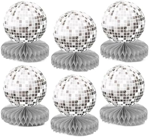 6 Pcs Disco Theme Party Honeycomb Centerpieces, 3D Glitter Table Toppers for Men Women, Sliver Di... | Amazon (US)