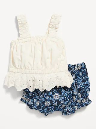 Matching Sleeveless Ruffle-Trim Top & Bloomer Shorts Set for Baby | Old Navy (US)