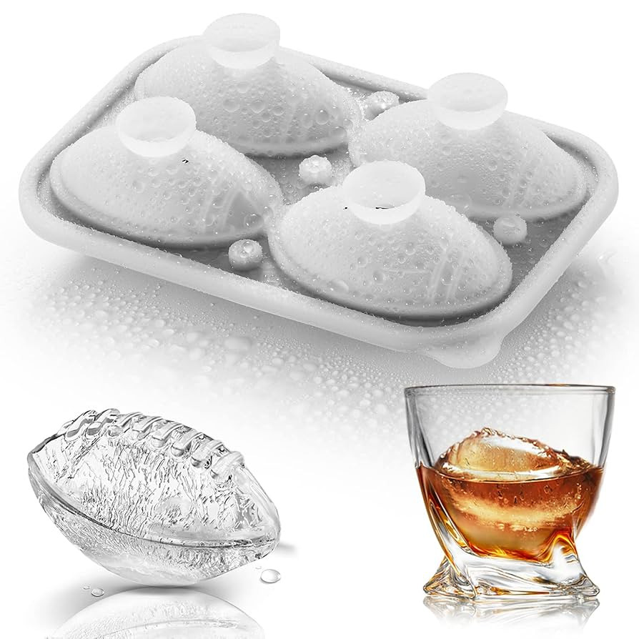 Silicone Football Ice Cube Mold Fun Shapes, Novelty Football Gifts, 2.2" Large Craft Round Sphere... | Amazon (US)