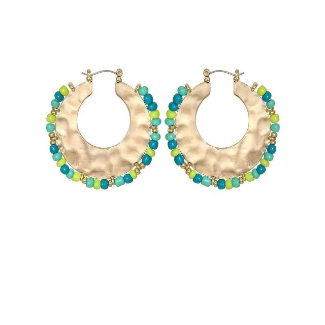 Time and Tru Women's Beaded Hoop Earrings | Walmart (US)