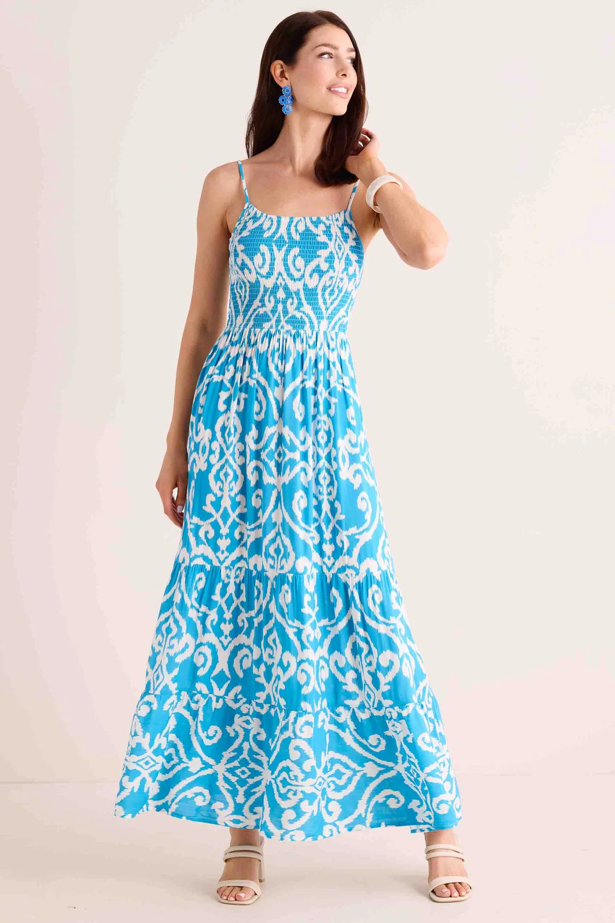 Scarlett Dress, Light Blue Dresses, Blue Beach Dress, Blue Vacation Maxi Dress, July 4th | Avara